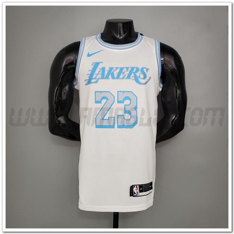 Maglia Los Angeles Lakers (James #23) Bianco Encolure Ronde Retro Limitata