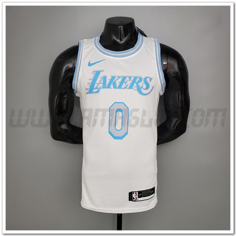 Maglia Los Angeles Lakers (Kuzma #0) Bianco Encolure Ronde Retro Limitata