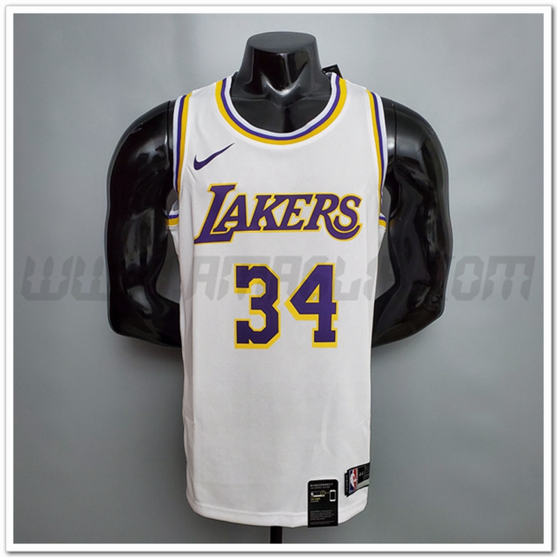 Maglia Los Angeles Lakers (O'Neal #34) Bianco Encolure Ronde