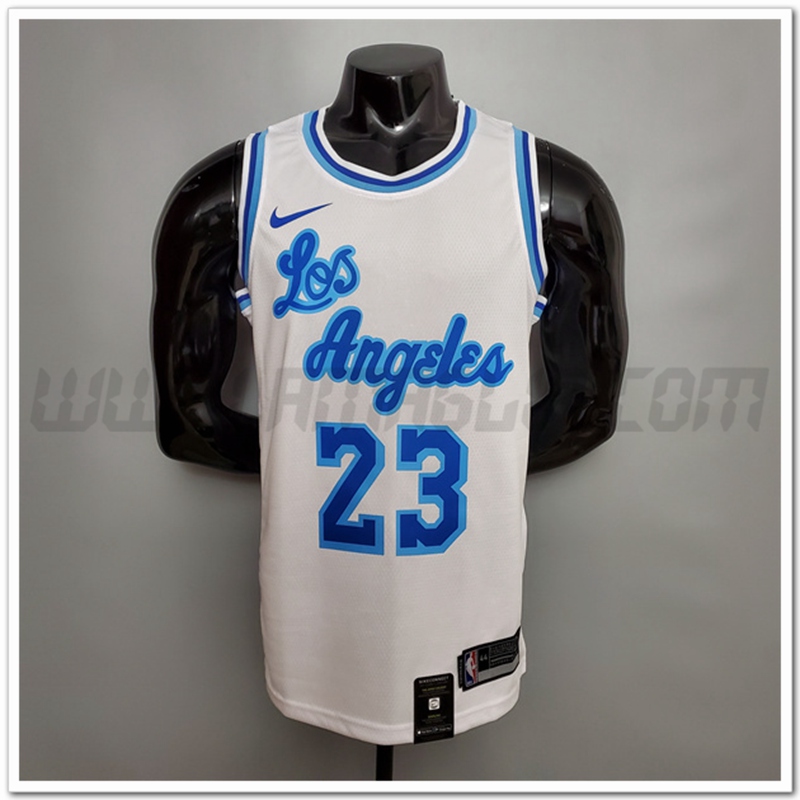 Maglia Los Angeles Lakers (James #23) Bianco Retro Night