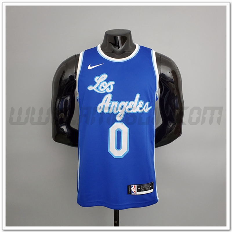 Maglia Los Angeles Lakers (Westbrook #0) Blu Latin Night (High Head)
