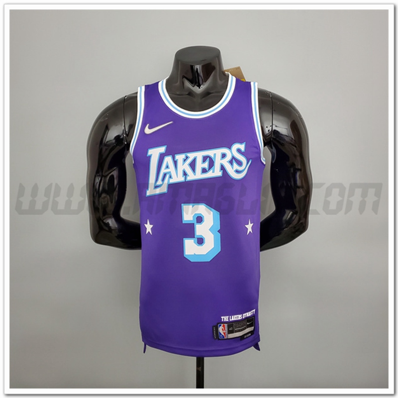 Maglia Los Angeles Lakers (Davis #3) Porpora 75°anniversario Citta