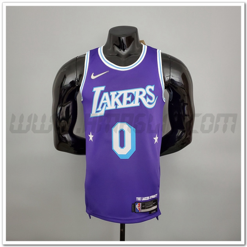 Maglia Los Angeles Lakers (Westbrook #0) Porpora 75°anniversario Citta