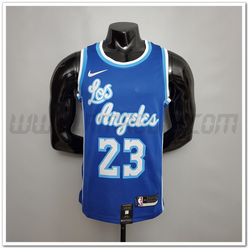 Maglia Los Angeles Lakers (James #23) Blu Retro Night
