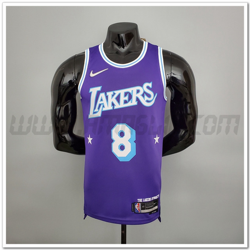 Maglia Los Angeles Lakers (Bryant #8) Porpora 75°anniversario Citta