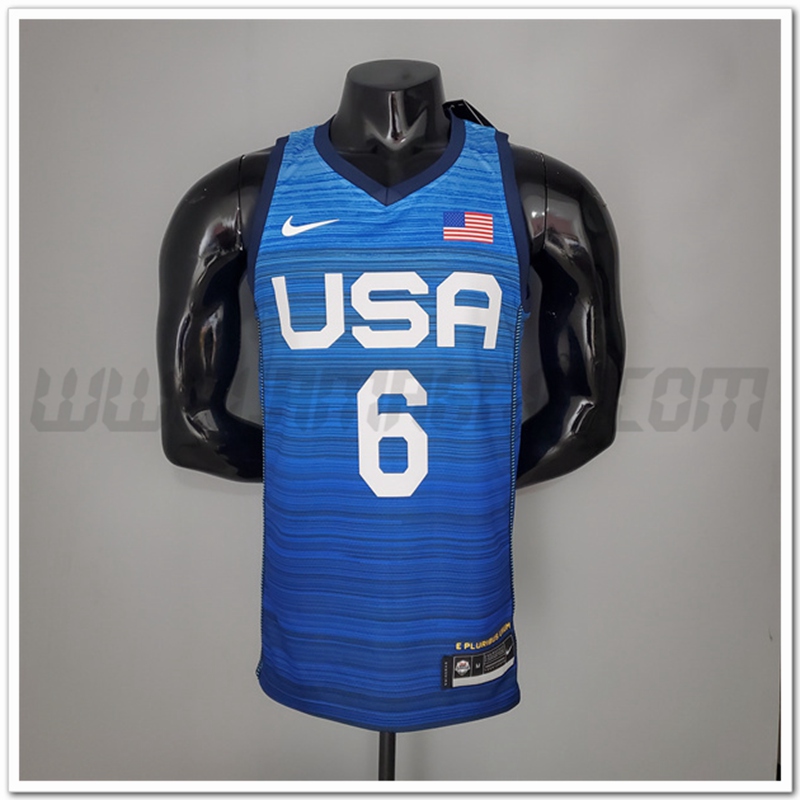 Maglia Jeux Olympiques (Lillard #6) USA Team 2021 Blu