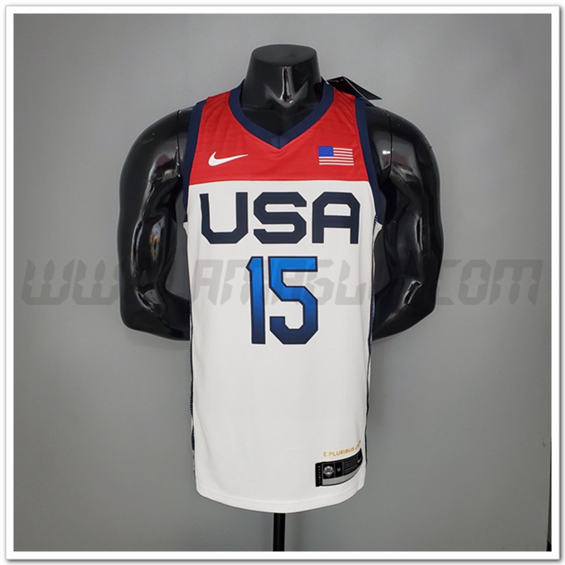 Maglia Jeux Olympiques (Booker #15) USA Team 2021 Bianco