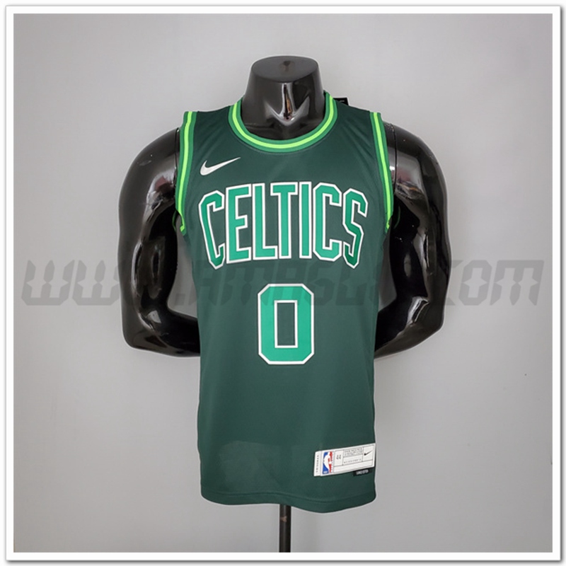 Maglia Boston Celtics (Tatum #0) 2021 Verde Bonus Edition Dark