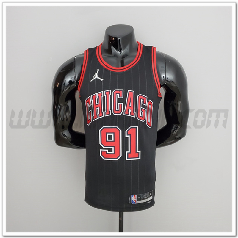Maglia Chicago Bulls (Rodman #91) Nero 75°anniversario