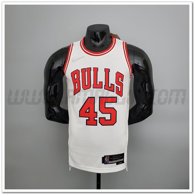 Maglia Chicago Bulls (Jordan #45) Bianco 75°anniversario