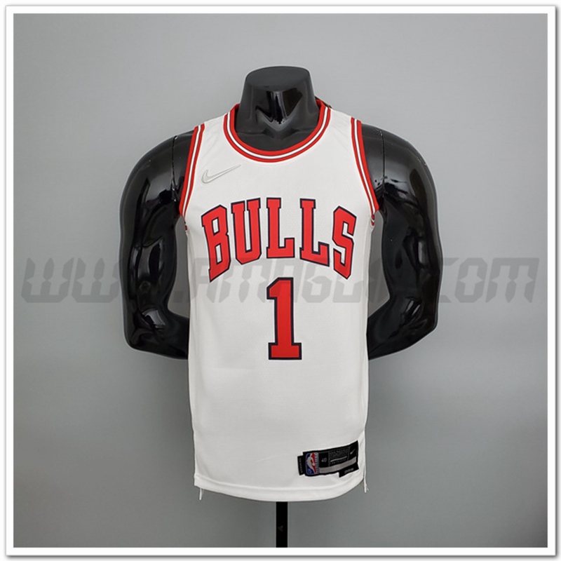 Maglia Chicago Bulls (Rose #1) Bianco 75°anniversario