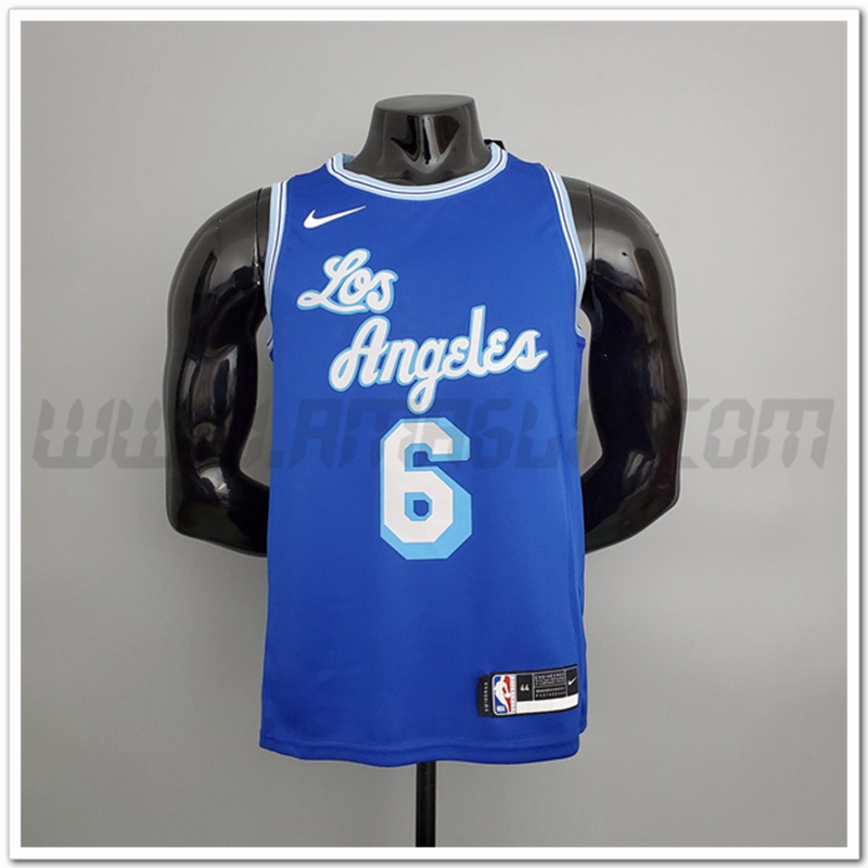 Maglia Los Angeles Lakers (James #6) 2021 Retro Blu