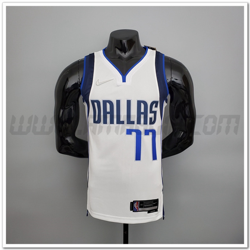 Maglia Dallas Mavericks (Doncic #77) Bianco 75°anniversario