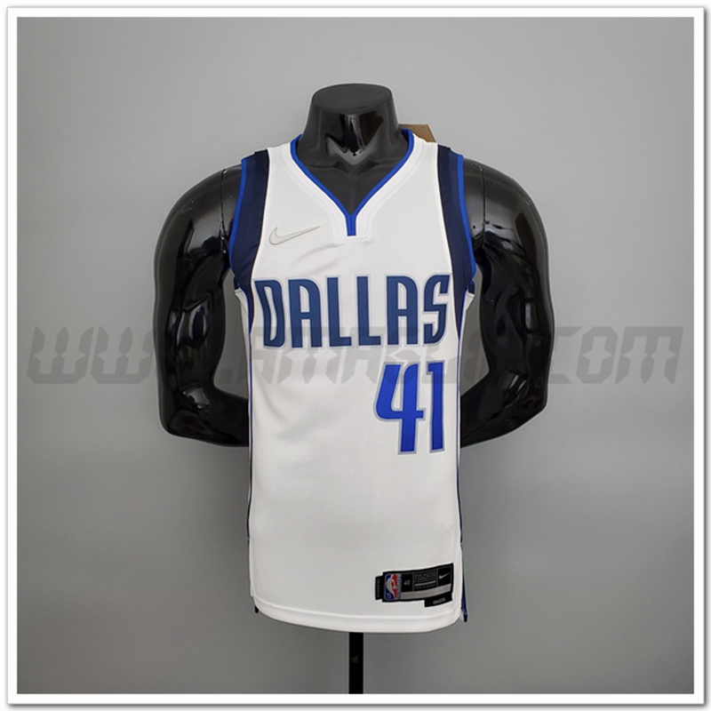 Maglia Dallas Mavericks (Nowitzki #41) Bianco 75°anniversario