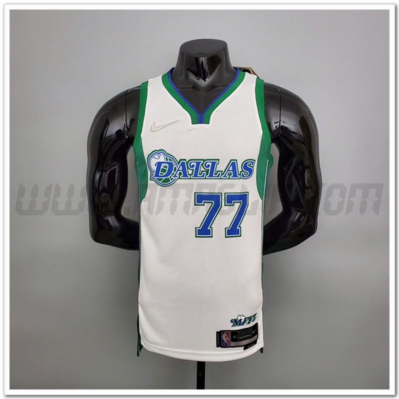 Maglia Dallas Mavericks (Doncic #77) 2022 Bianco/Verde Citta