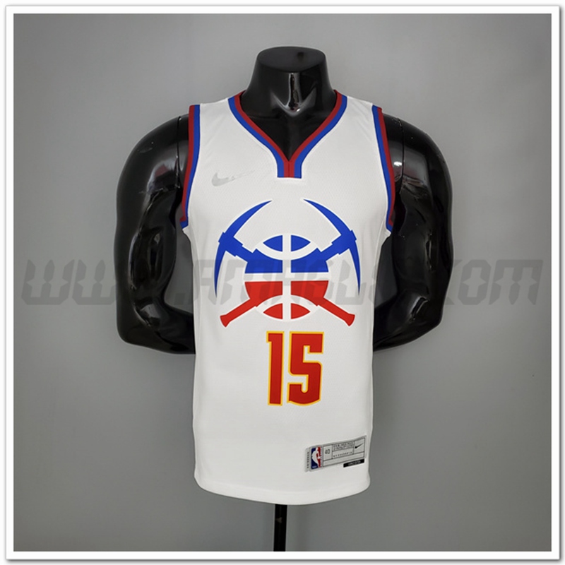 Maglia Denver Nuggets (Jokic #15) 2021 Bianco Bonus Edition