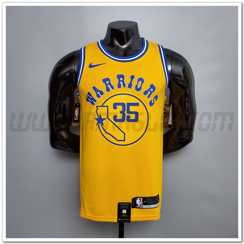 Maglia Golden State Warriors (Durant #35) Giallo Retro Version