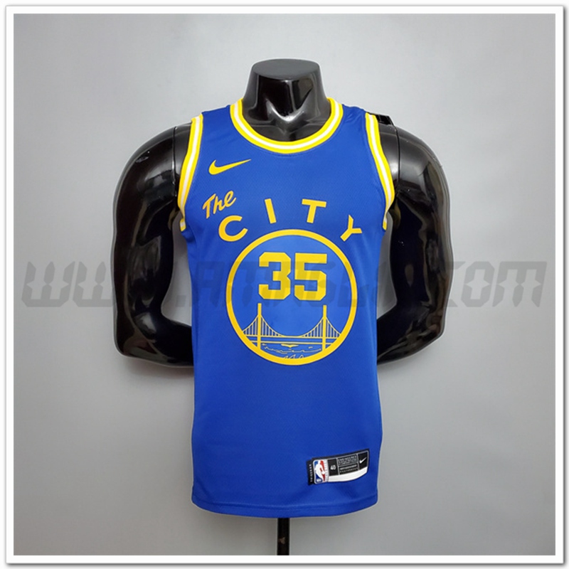Maglia Golden State Warriors (Durant #35) Blu Tram Version