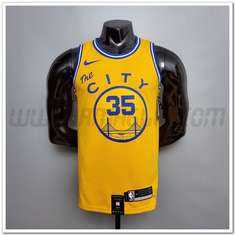 Maglia Golden State Warriors (Durant #35) Giallo Tram Version