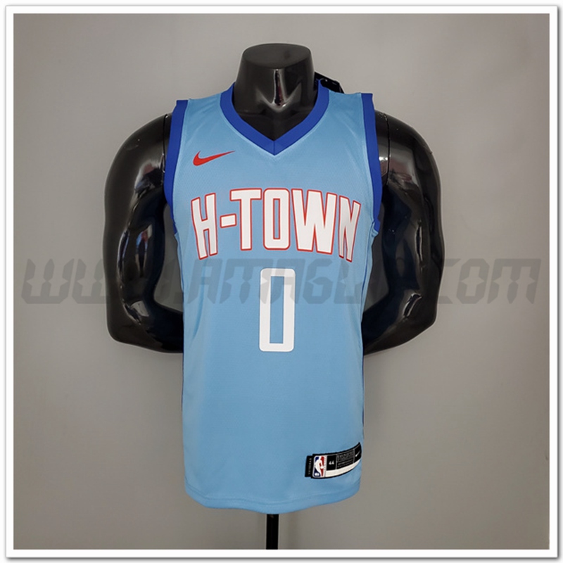 Maglia Houston Rockets (Westbrook #0) 2021 Blu Citta