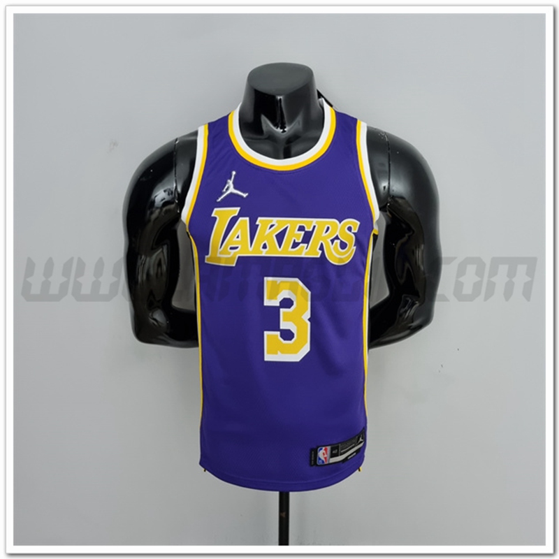 Maglia Los Angeles Lakers (Davis #3) Porpora 75°anniversario