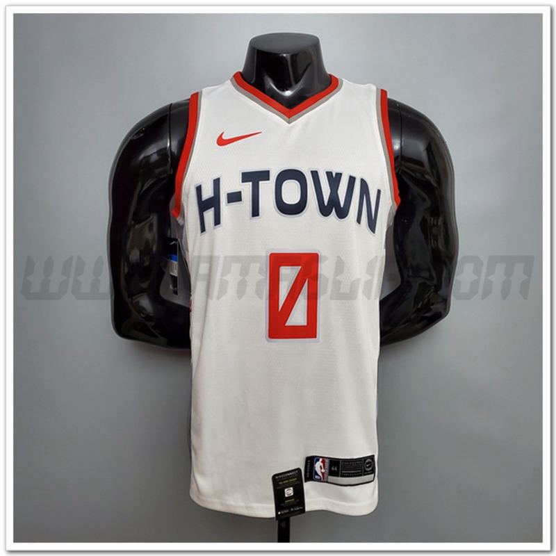 Maglia Houston Rockets (Westbrook #0) Bianco Citta
