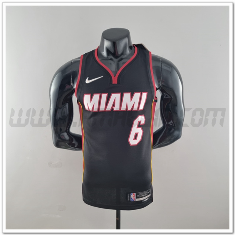 Maglia Miami Heat (James #6) Nero 75°anniversario