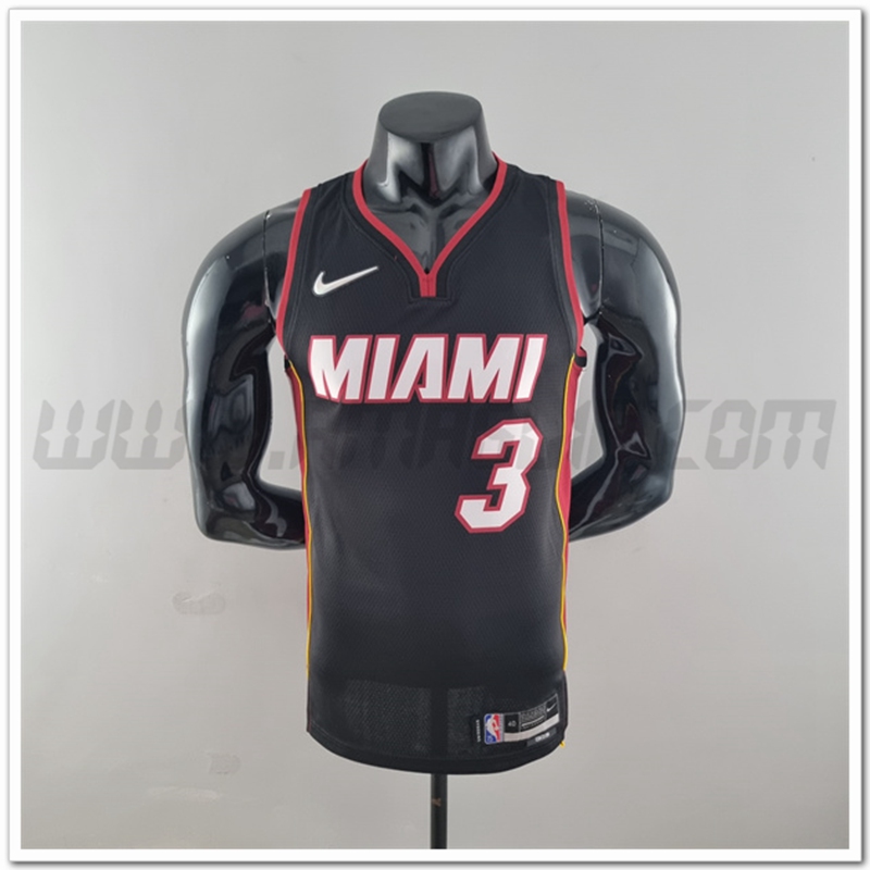 Maglia Miami Heat (Wade #3) Nero 75°anniversario