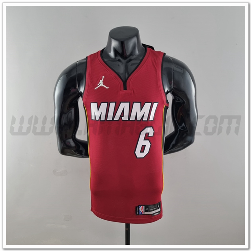 Maglia Miami Heat (James #6) Vin Rosso 75°anniversario