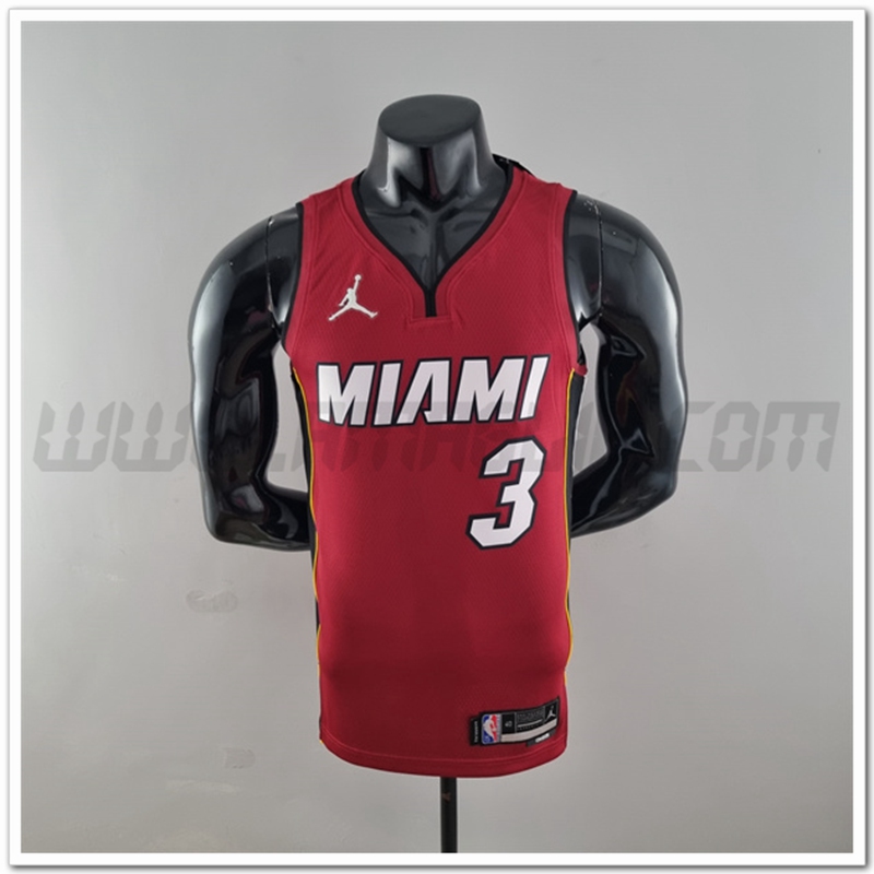 Maglia Miami Heat (Wade #3) Vin Rosso 75°anniversario