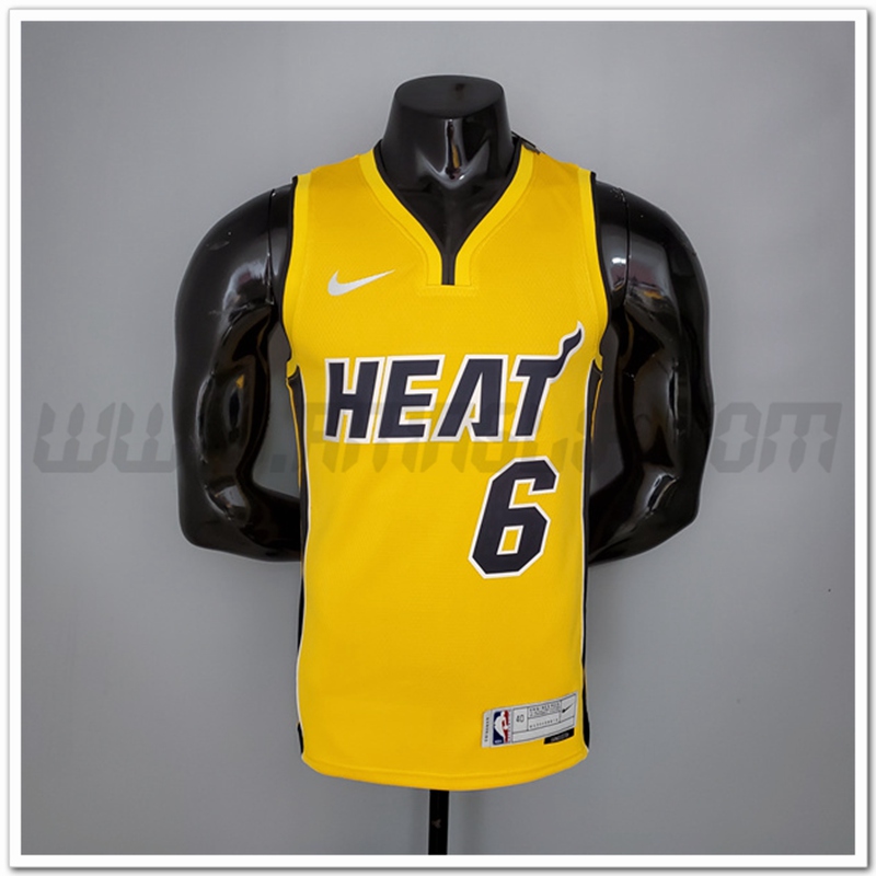 Maglia Miami Heat (James #6) 2021 Giallo Bonus Edition