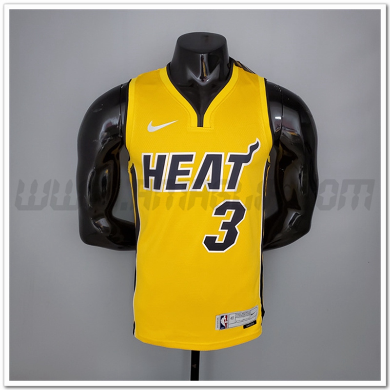 Maglia Miami Heat (Wade #3) 2021 Giallo Bonus Edition