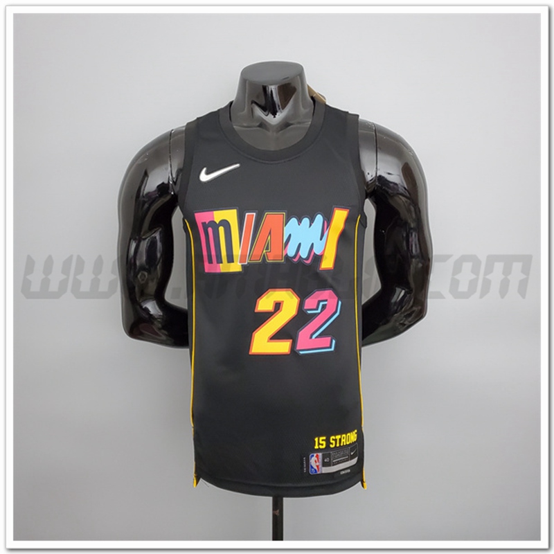 Maglia Miami Heat (Butler #22) Stagione 2022 Nero Citta