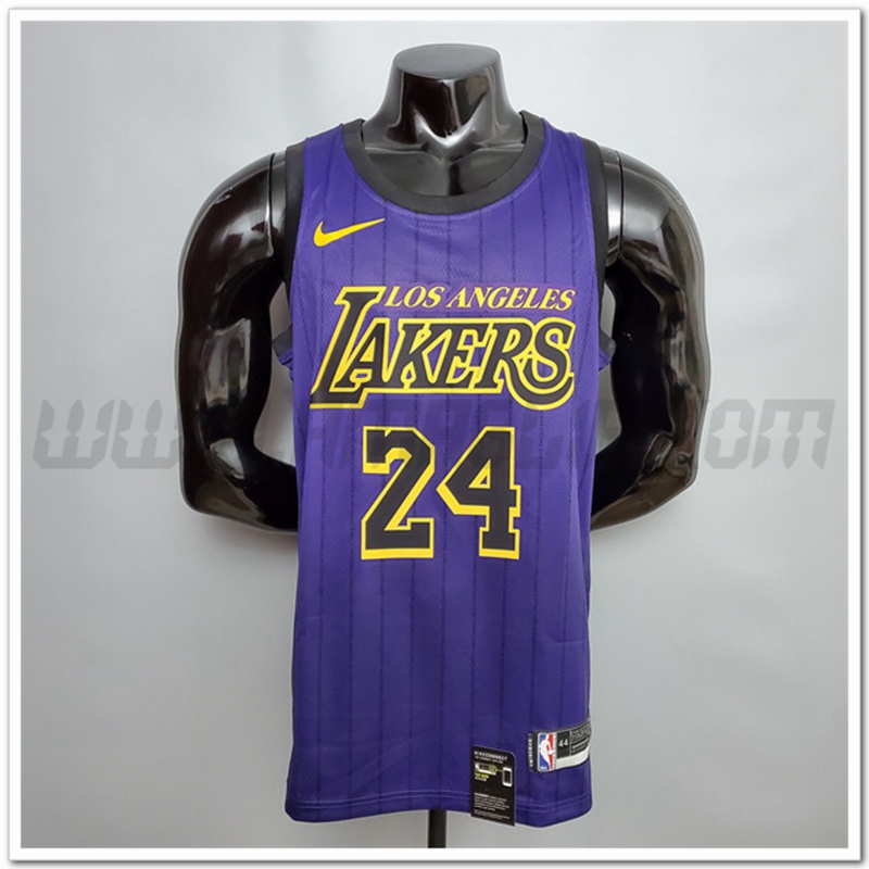 Maglia Los Angeles Lakers (Bryant #24) Porpora Encolure Ronde