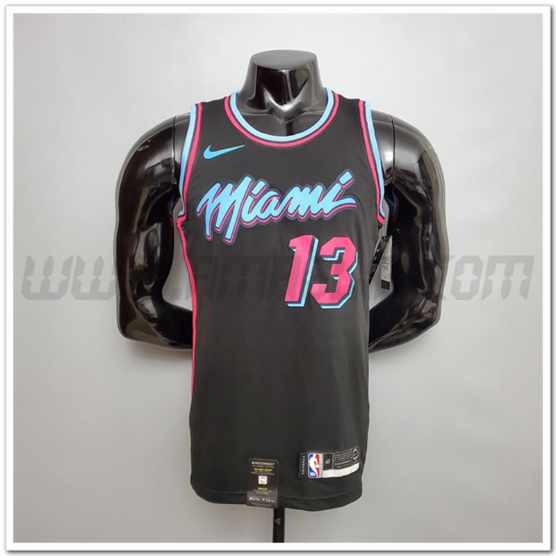 Maglia Miami Heat (Adebayo #13) Nero Encolure Ronde