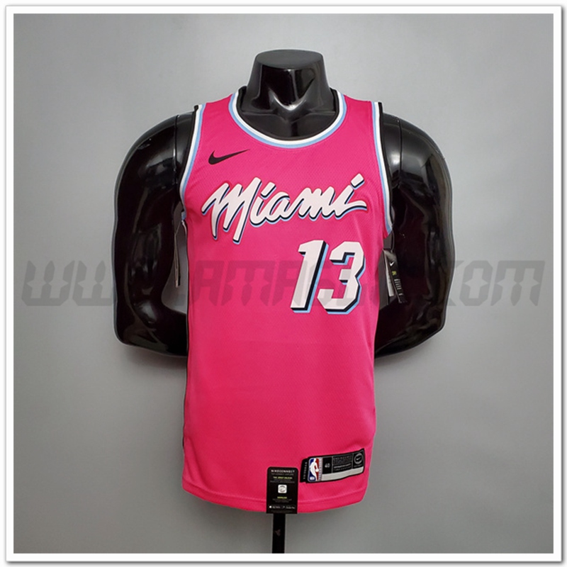 Maglia Miami Heat (Adebayo #13) Rose Encolure Ronde