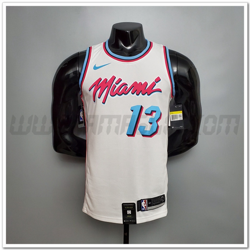 Maglia Miami Heat (Adebayo #13) Bianco Encolure Ronde