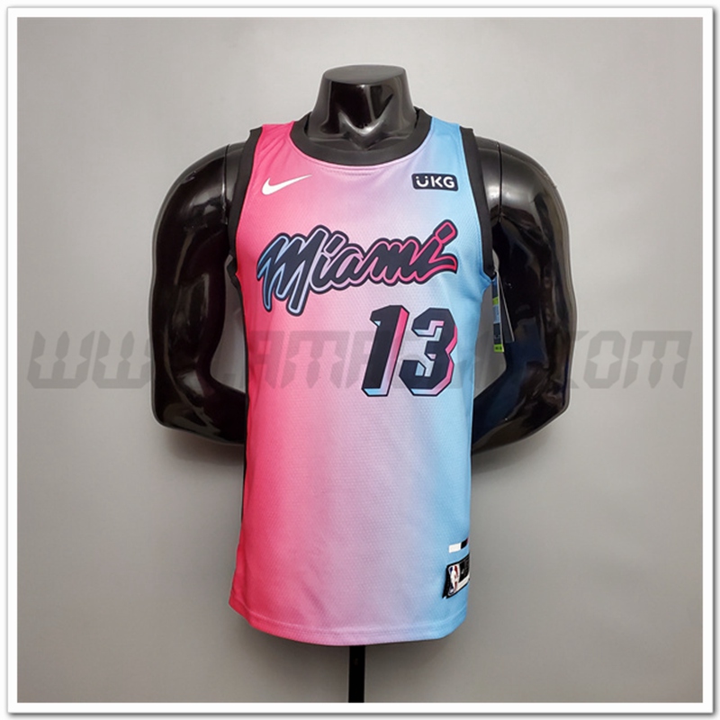 Nuovo Maglia Miami Heat (Adebayo #13) Citta Rose/Blu Colore Sfumato