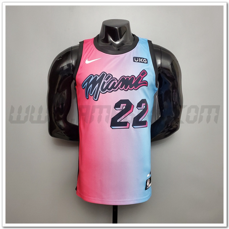 Nuovo Maglia Miami Heat (Butler #22) Citta Rose/Blu Colore Sfumato