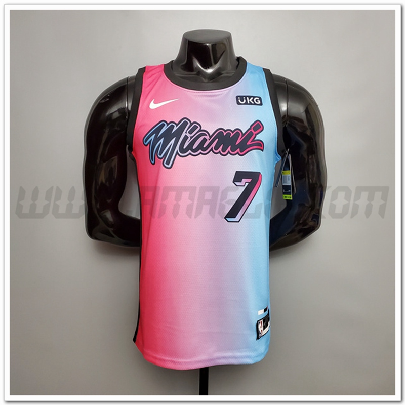 Nuovo Maglia Miami Heat (Dragic #7) Citta Rose/Blu Colore Sfumato