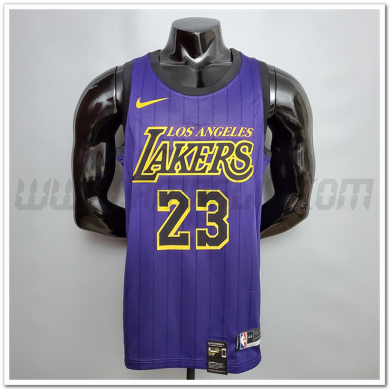 Maglia Los Angeles Lakers (James #23) Porpora Encolure Ronde