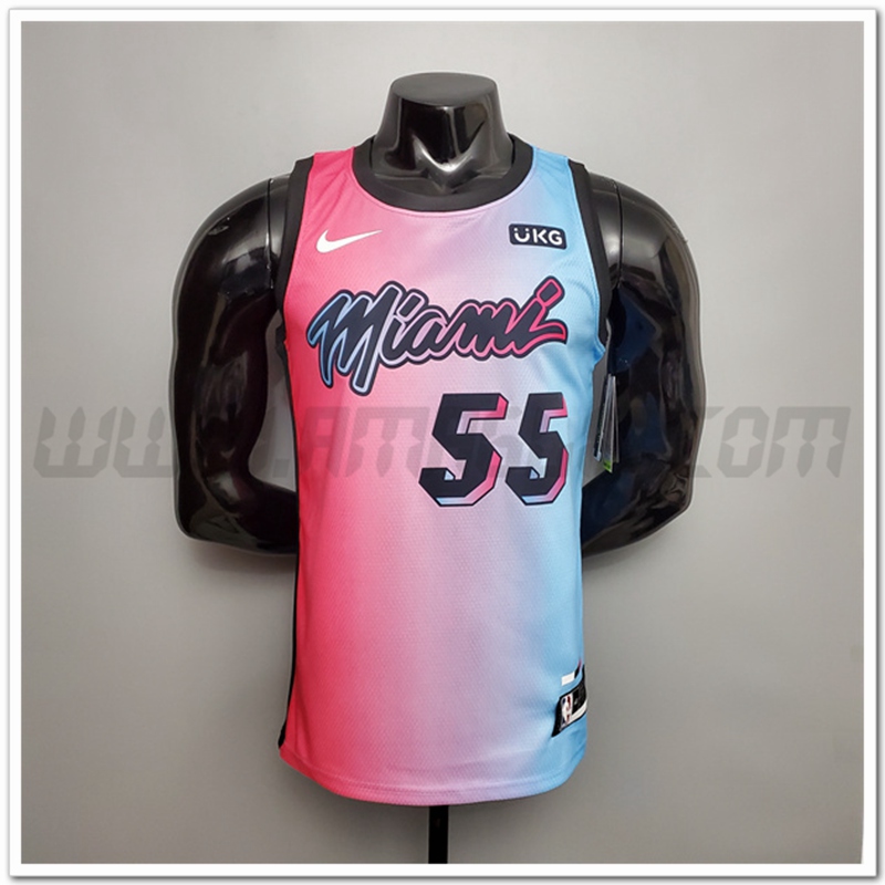 Nuovo Maglia Miami Heat (Robinson #55) Citta Rose/Blu Colore Sfumato