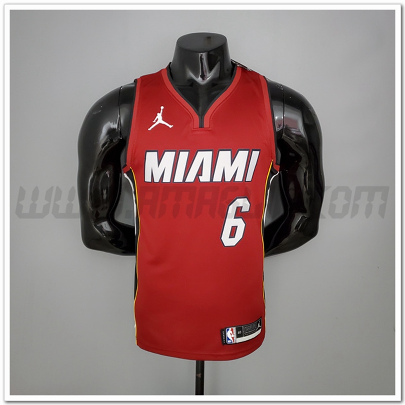 Nuovo Maglia Miami Heat (James #6) Vin Rosso