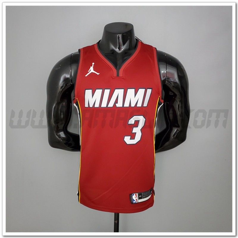 Nuovo Maglia Miami Heat (Wade #3) Vin Rosso