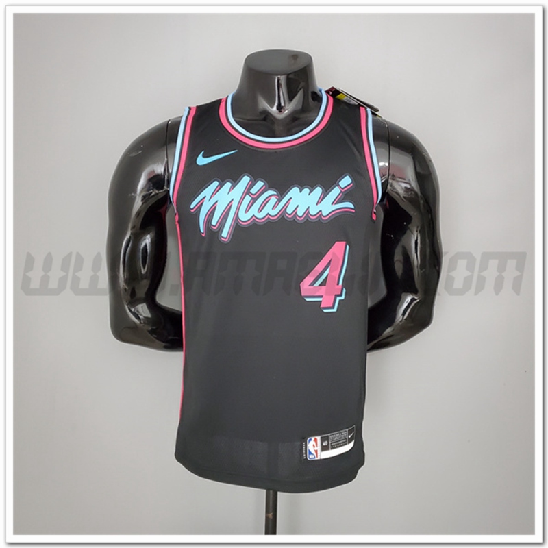 Maglia Miami Heat (Oladipo #4) Nero Encolure Ronde