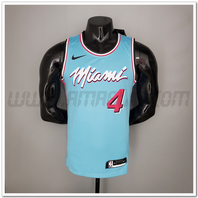 Maglia Miami Heat (Oladipo #4) Blu Encolure Ronde