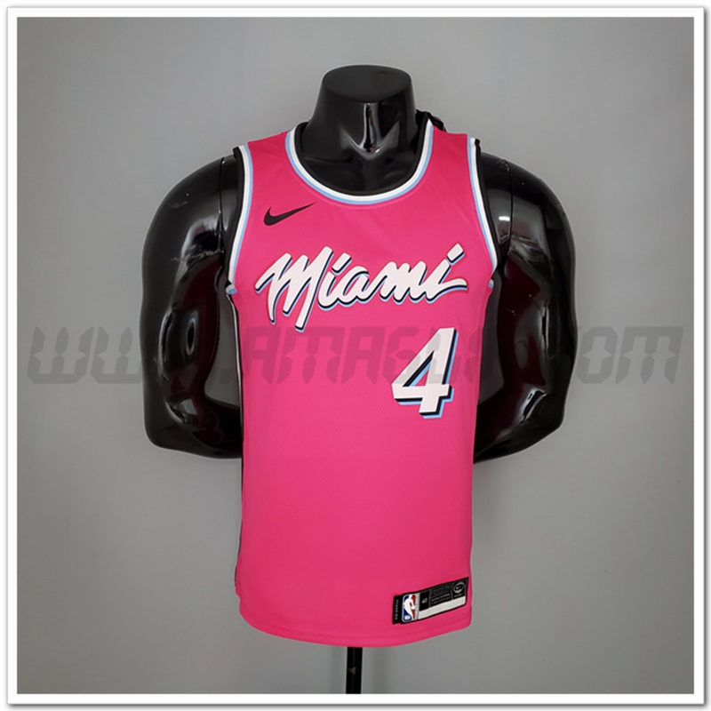 Maglia Miami Heat (Oladipo #4) Rose Encolure Ronde