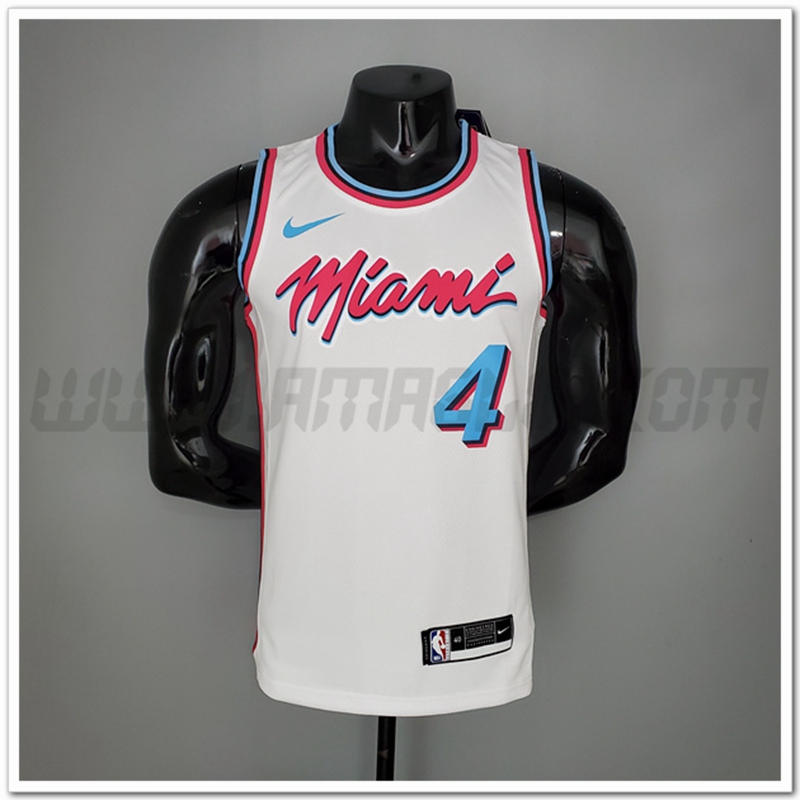 Maglia Miami Heat (Oladipo #4) Bianco Encolure Ronde