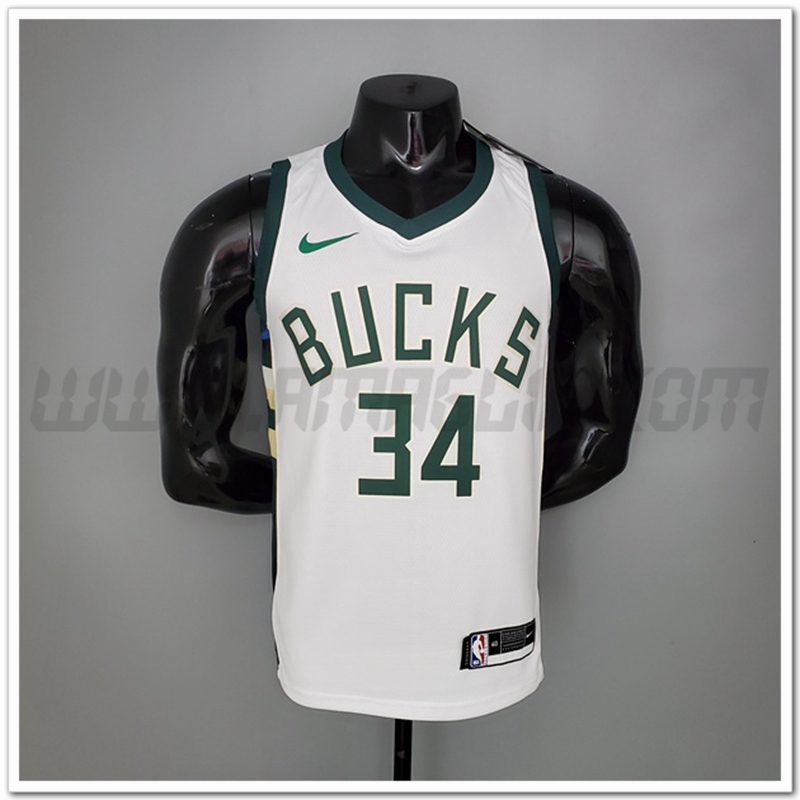 Maglia Milwaukee Bucks (Antetokounmpo #34) 2021 Domicile Bianco