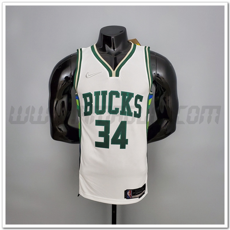 Maglia Milwaukee Bucks (Antetokounmpo #34) 2022 Bianco